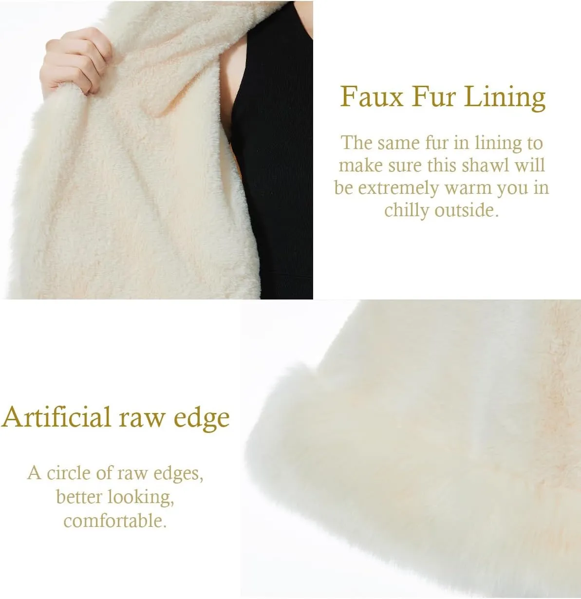 BEAUTELICATE Women's Party Faux Fox Fur Long Shawl Cloak Hooded Cape Coat