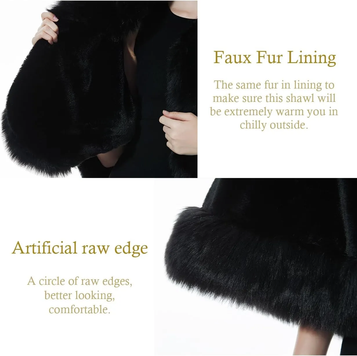 BEAUTELICATE Women's Party Faux Fox Fur Long Shawl Cloak Hooded Cape Coat