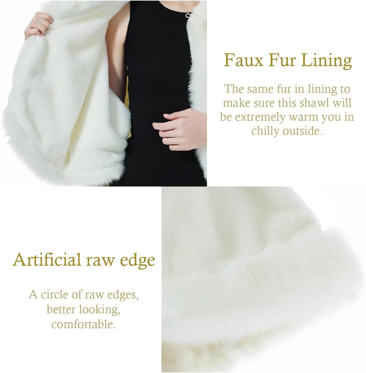 BEAUTELICATE Women's Party Faux Fox Fur Long Shawl Cloak Hooded Cape Coat