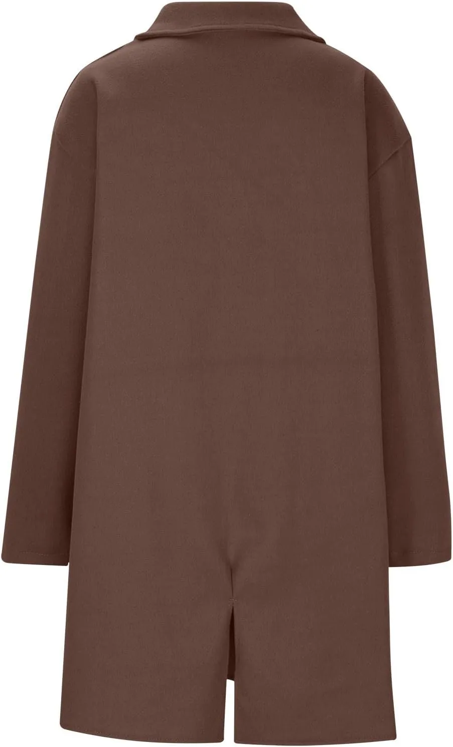 Binmer Women Winter Wool Coat Mid-Length Notch Double-Breasted Lapel Jacket Elegant Outwear Long Trench Overcoat with Pockets