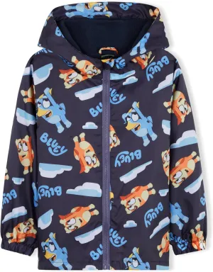 Bluey Girls Raincoat With Hood, Waterproof Fleece Lined Outdoor Rainwear For Kids