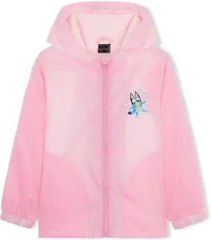 Bluey Girls Raincoat With Hood, Waterproof Fleece Lined Outdoor Rainwear For Kids