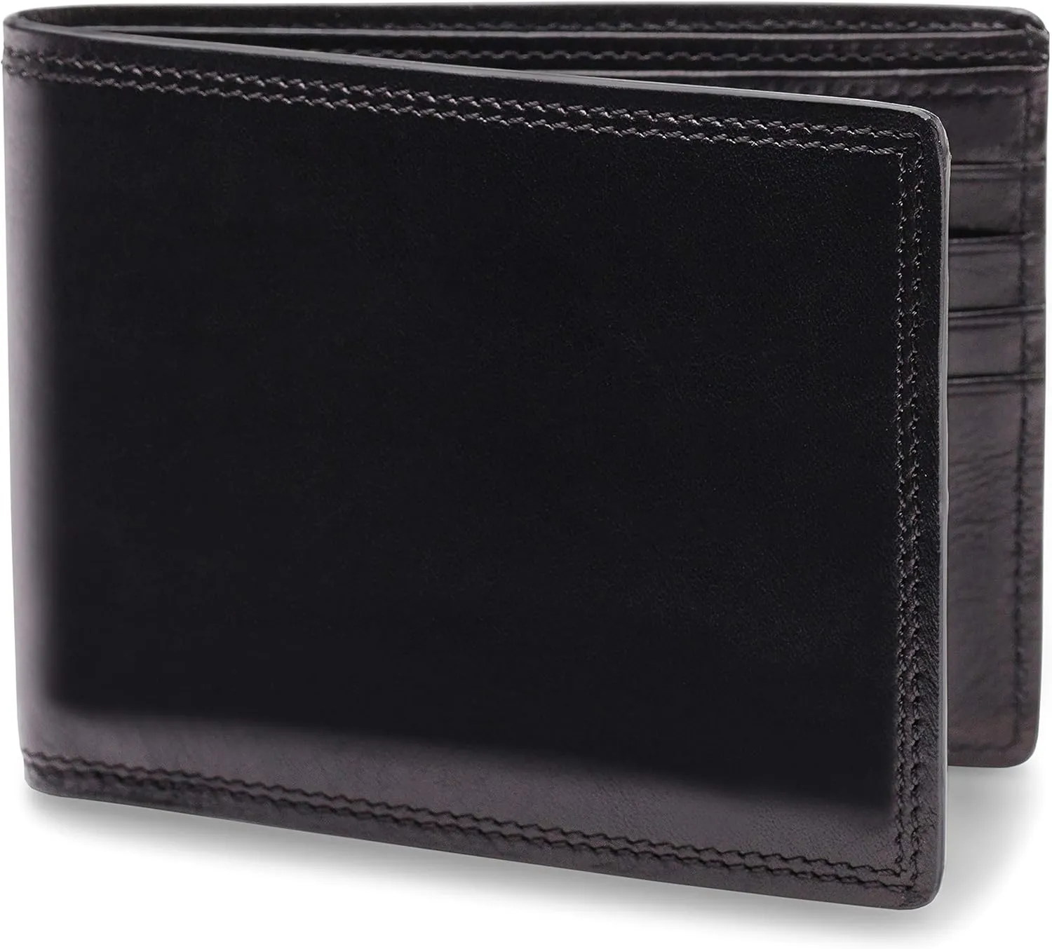 Bosca Men's Leather Wallet  Full Grain Italian Dolce Leather Wallet For Men, 8 Card Slots, Bifold, Gift-Ready Packaging, Black