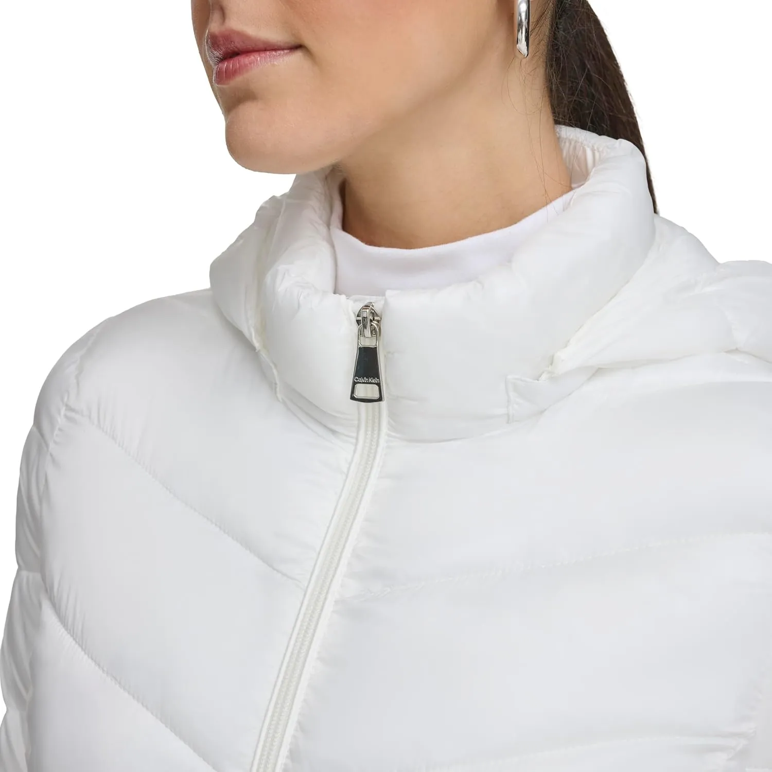 Calvin Klein Women's Classic Hooded Zip Front Puffer Coat