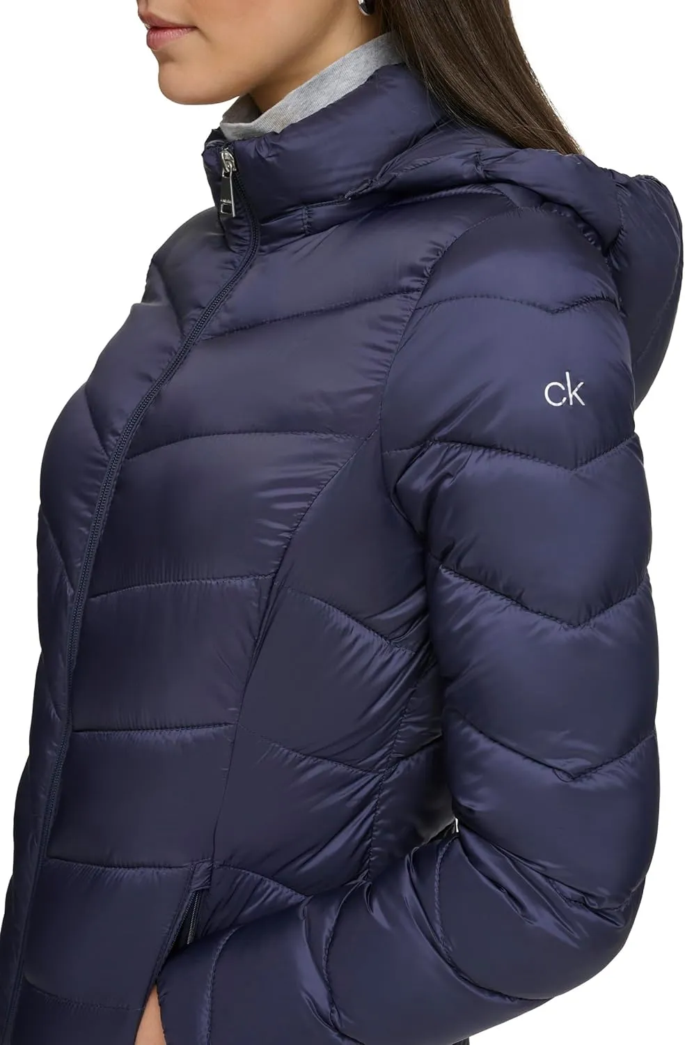 Calvin Klein Women's Classic Hooded Zip Front Puffer Coat