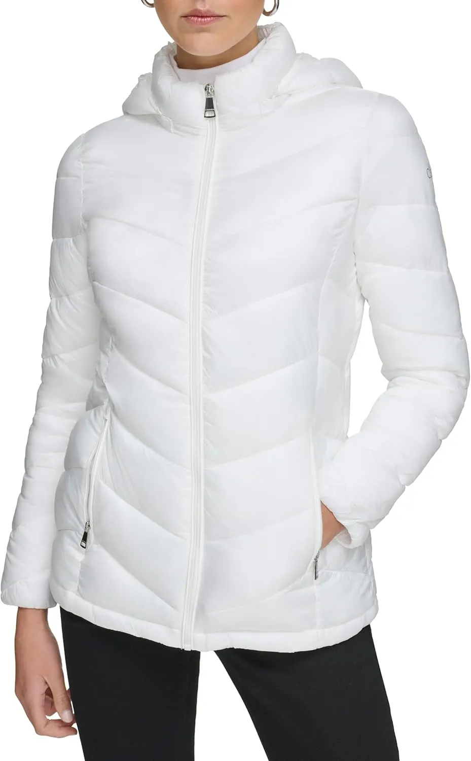 Calvin Klein Women's Classic Hooded Zip Front Puffer Coat
