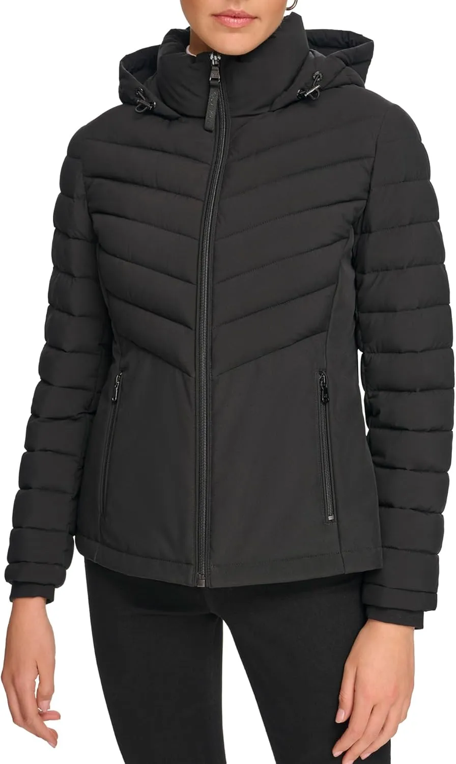 Calvin Klein Women's Classic Hooded Zip Front Puffer Coat