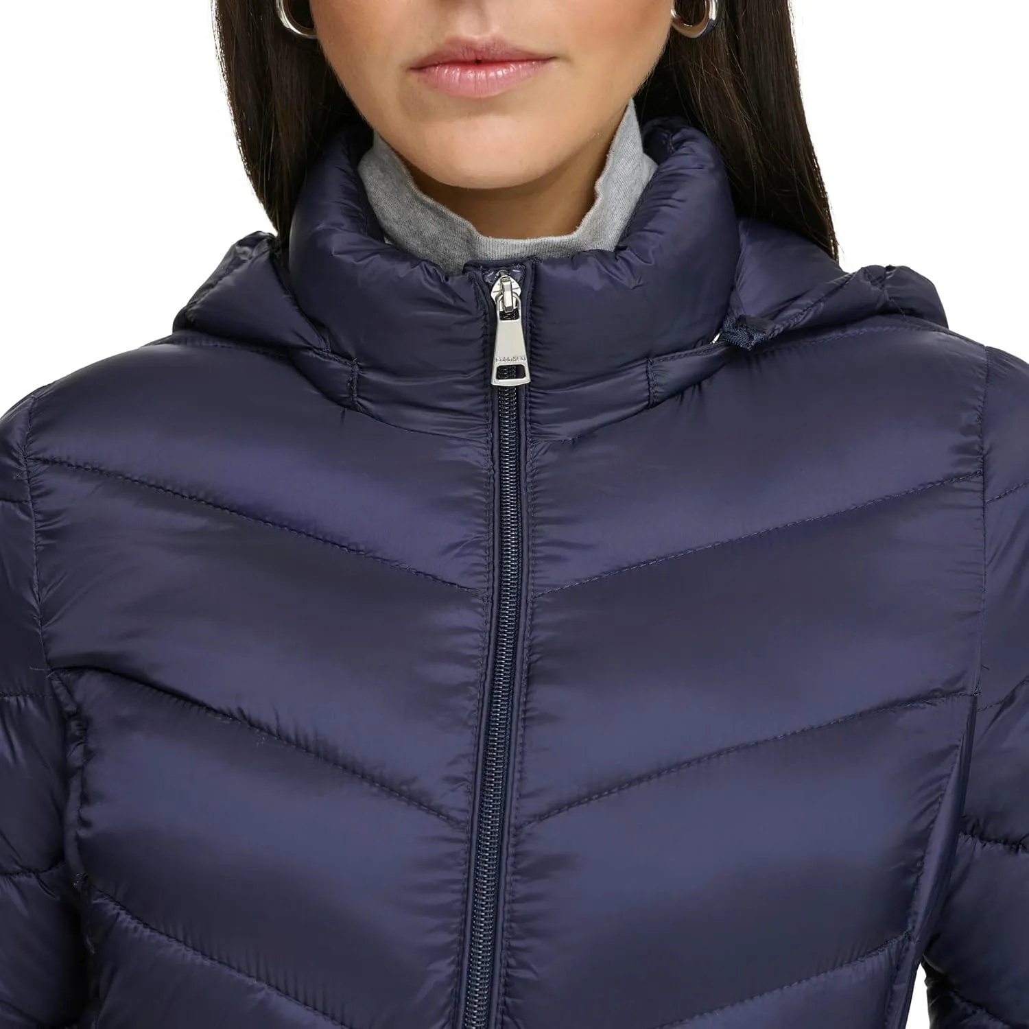Calvin Klein Women's Classic Hooded Zip Front Puffer Coat