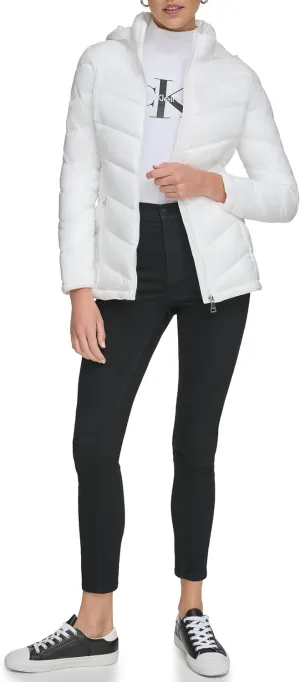 Calvin Klein Women's Classic Hooded Zip Front Puffer Coat