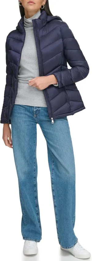 Calvin Klein Women's Classic Hooded Zip Front Puffer Coat