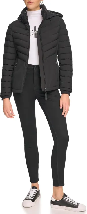 Calvin Klein Women's Classic Hooded Zip Front Puffer Coat