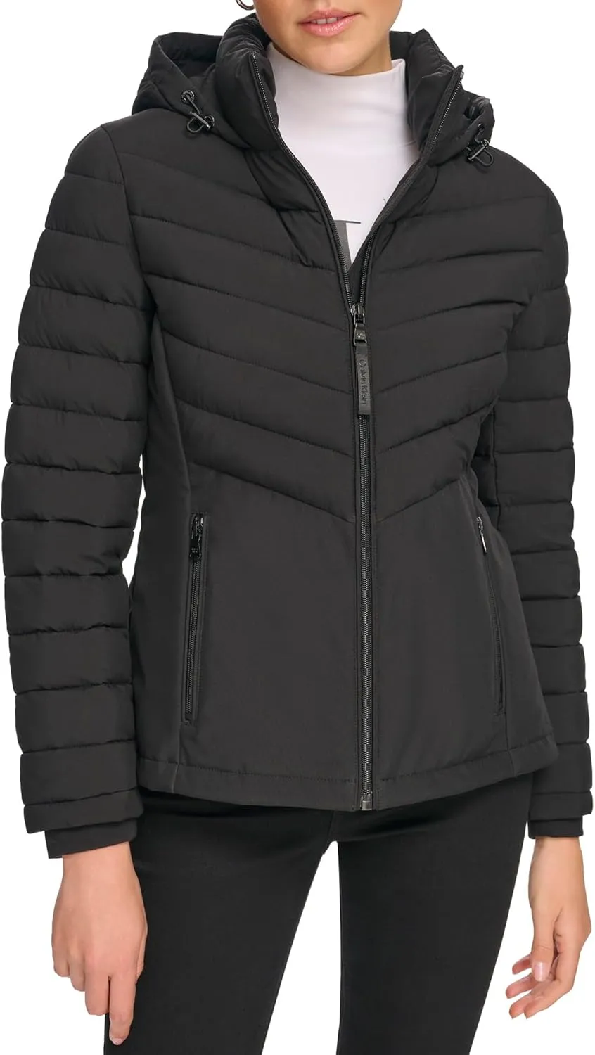 Calvin Klein Women's Classic Hooded Zip Front Puffer Coat