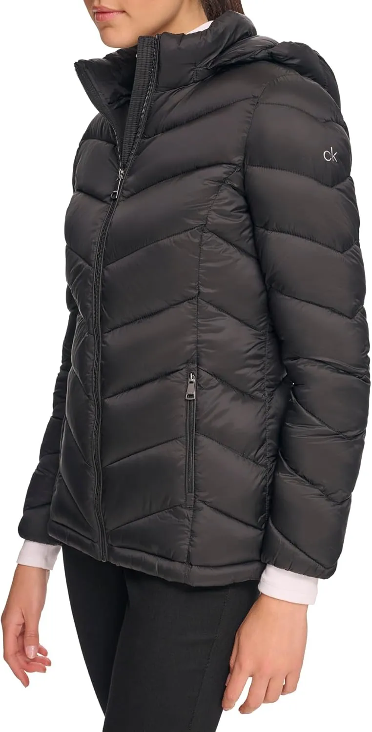 Calvin Klein Women's Classic Hooded Zip Front Puffer Coat