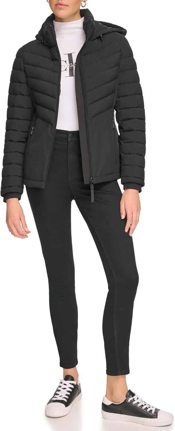 Calvin Klein Women's Classic Hooded Zip Front Puffer Coat