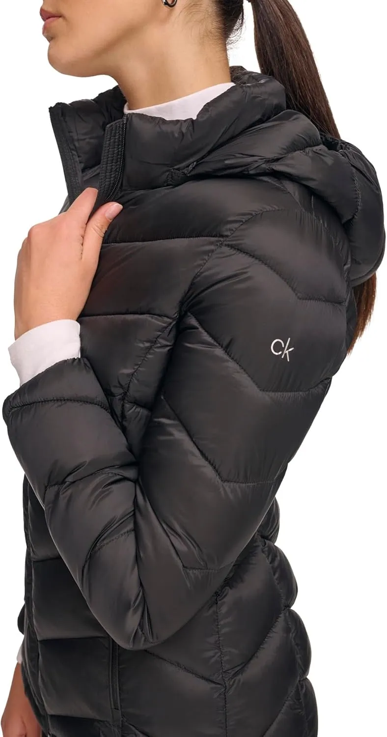 Calvin Klein Women's Classic Hooded Zip Front Puffer Coat