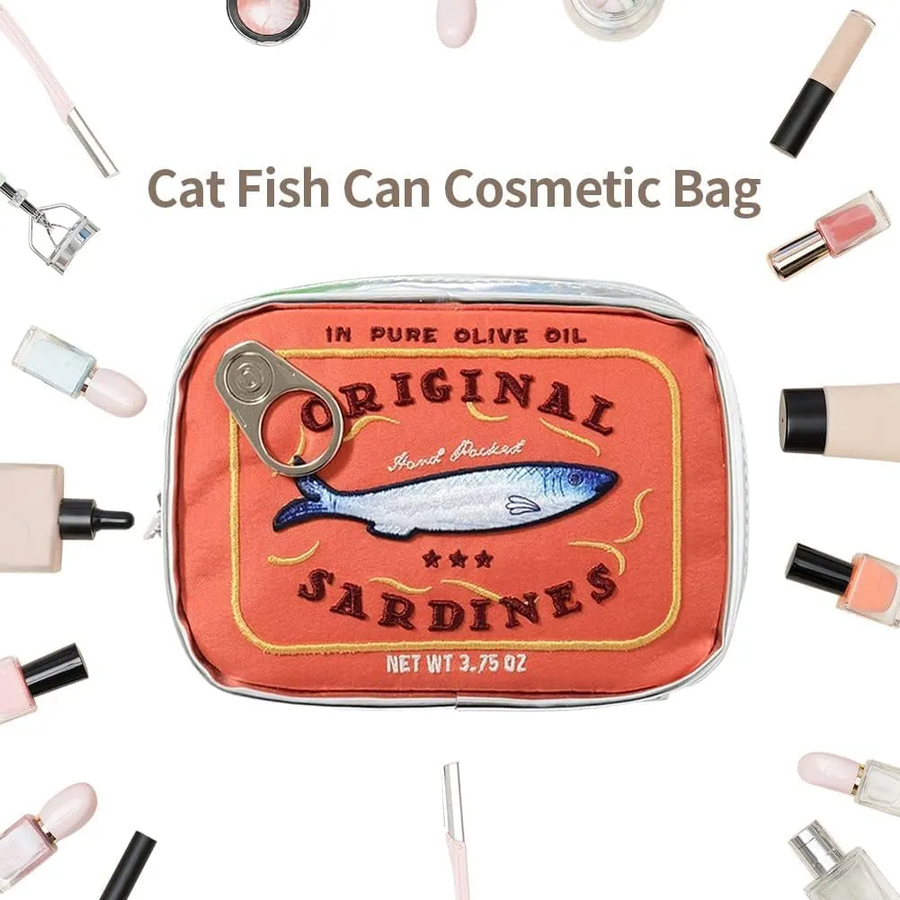 Canned Sardines Eye-catching Cute Clutch bag Makeup Case Cosmetic Bag Portable Snack Pouch bag Travel Toiletry Bags For Women Organizer Bag polyester fabric Waterproof ORANGE