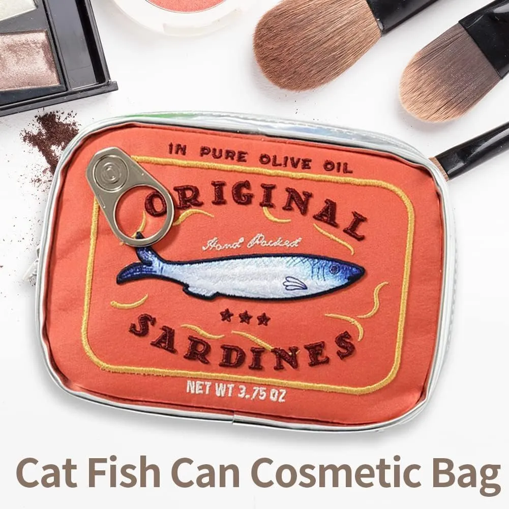 Canned Sardines Eye-catching Cute Clutch bag Makeup Case Cosmetic Bag Portable Snack Pouch bag Travel Toiletry Bags For Women Organizer Bag polyester fabric Waterproof ORANGE