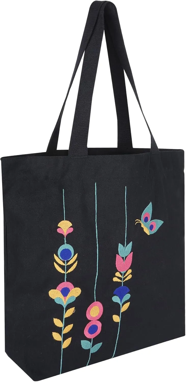 Canvas Big Zip Printed Handbag Tote, Cotton, Inner Pocket, Ecofriendly Bags for Women, Shopping Bag, Easy to Wash