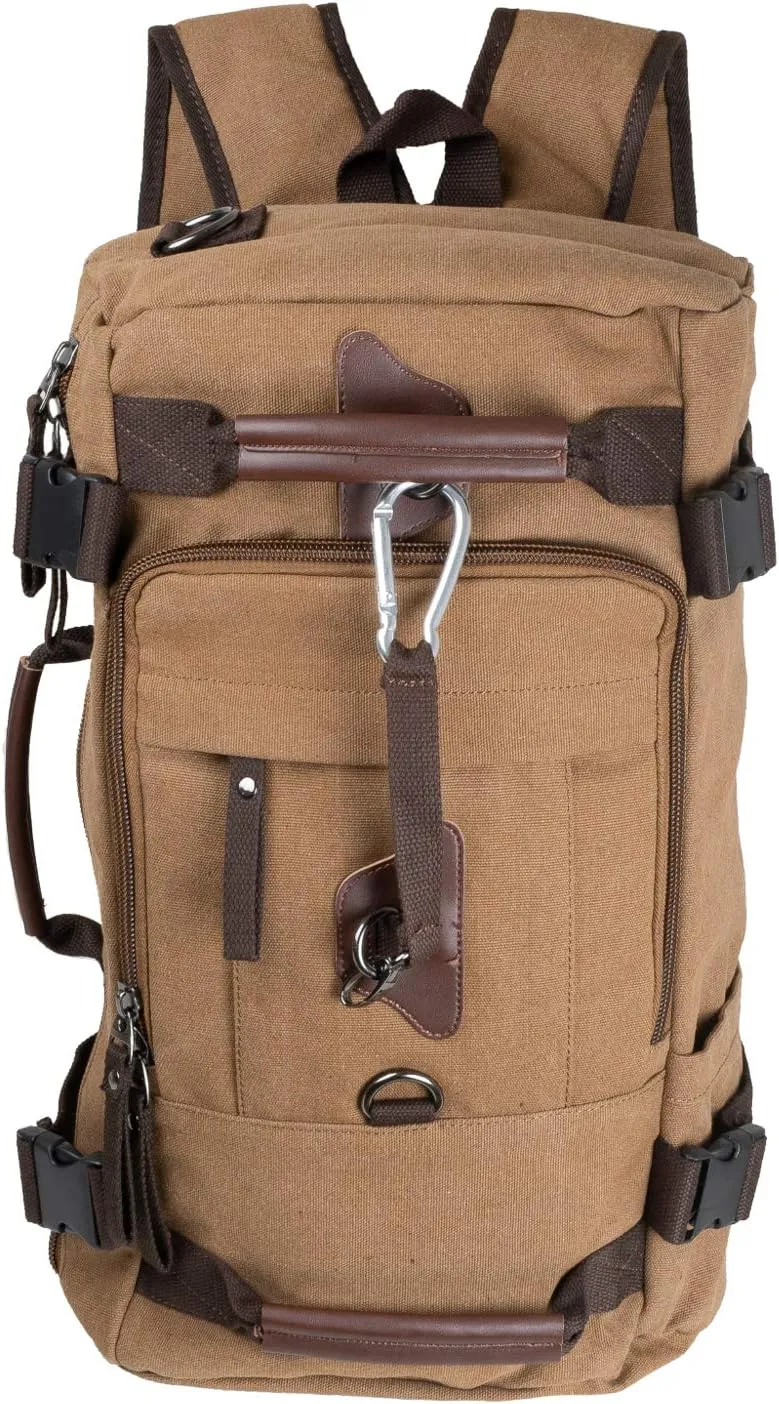 CCcollections BAG Backpack Bowling Military Bag School Bag Messenger Bag 2-4 Way for Unisex (Camping4 Brown)