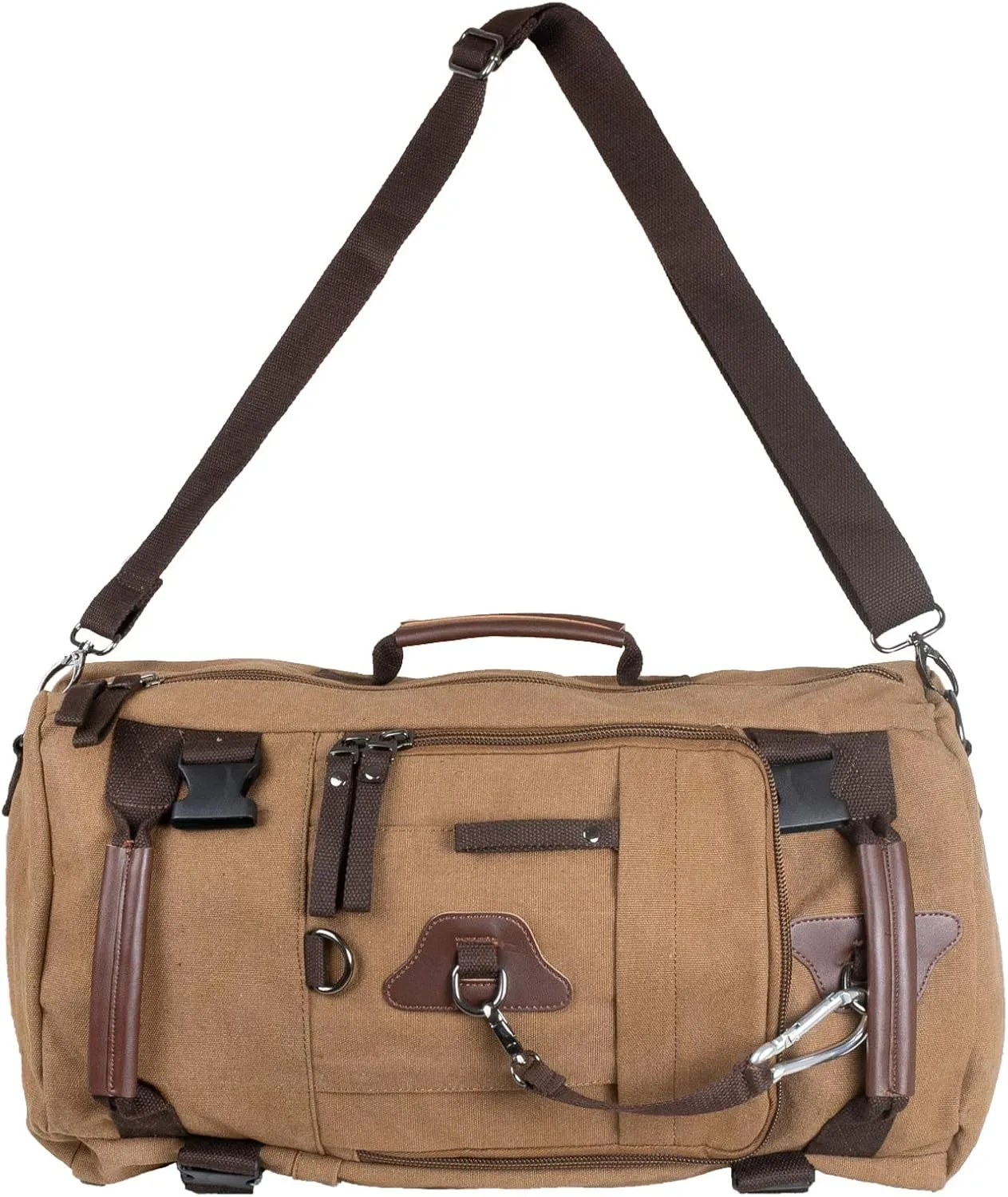 CCcollections BAG Backpack Bowling Military Bag School Bag Messenger Bag 2-4 Way for Unisex (Camping4 Brown)