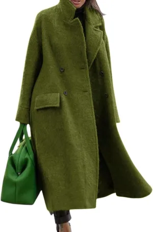 CHARTOU Women Oversized Long Winter Coats Warm Wool Blend Pea Trench Coat Overcoat