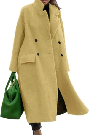 CHARTOU Women Oversized Long Winter Coats Warm Wool Blend Pea Trench Coat Overcoat