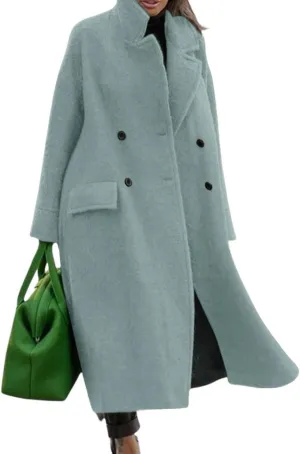 CHARTOU Women Oversized Long Winter Coats Warm Wool Blend Pea Trench Coat Overcoat