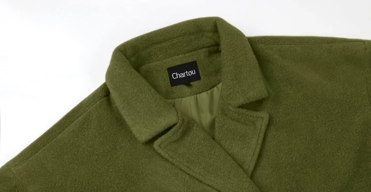 CHARTOU Women Oversized Long Winter Coats Warm Wool Blend Pea Trench Coat Overcoat