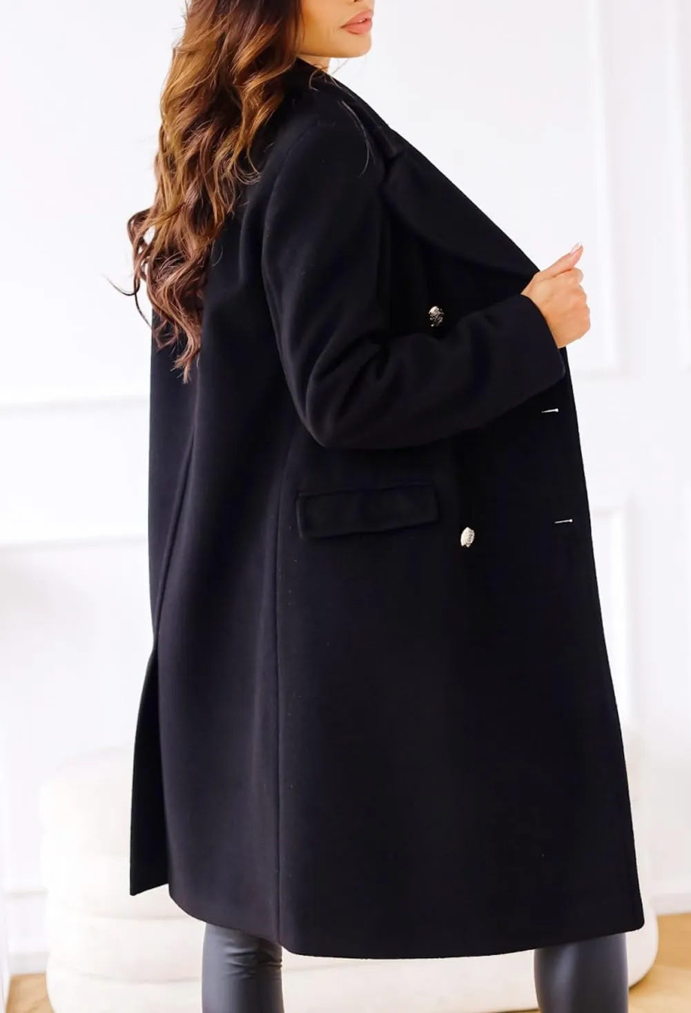 CHARTOU Women's Winter Jacket Double-Breasted Wool Blend Warm Long Trench Coat