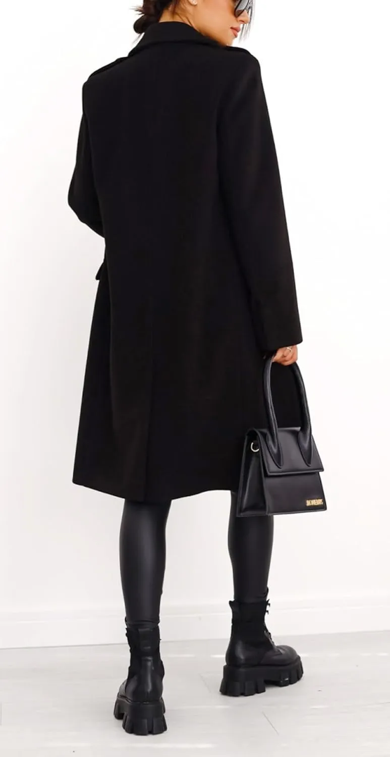 CHARTOU Women's Winter Jacket Double-Breasted Wool Blend Warm Long Trench Coat