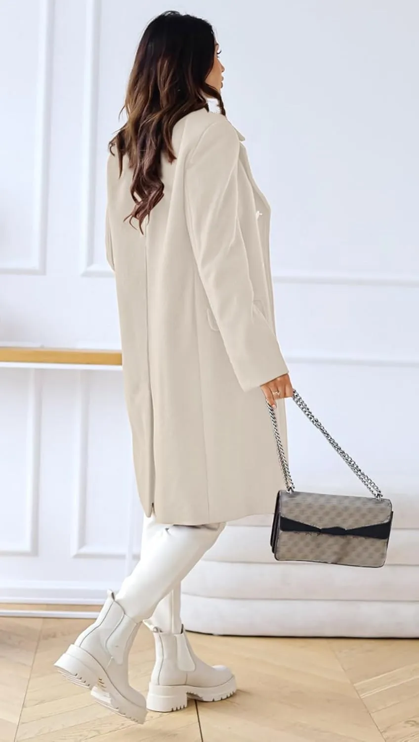 CHARTOU Women's Winter Jacket Double-Breasted Wool Blend Warm Long Trench Coat