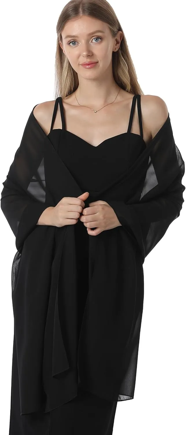 Chiffon Shawls and Wraps for Evening Dresses Women Elegant Soft Scarf Bridal Scarve Wedding Stole