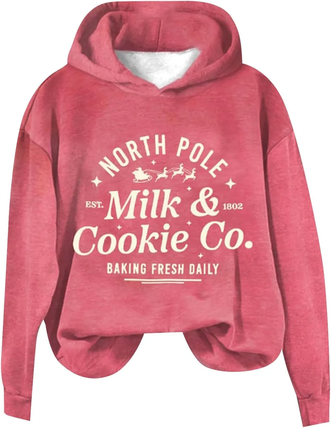 Christams Sweatshirt for Women Long Sleeve Letter Graphic Print Sweatshirts Y2K Oversized Hoodie with Pocket
