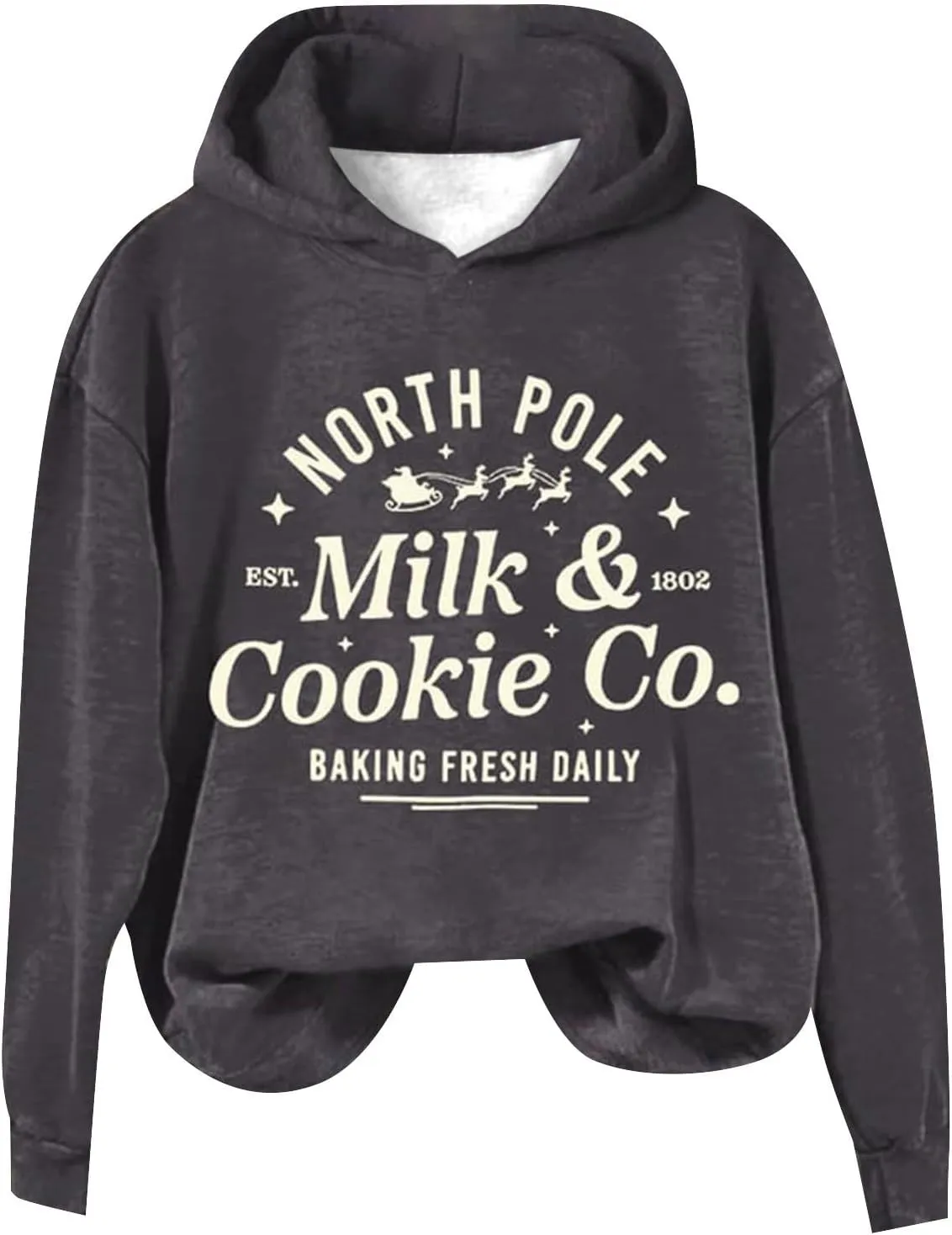 Christams Sweatshirt for Women Long Sleeve Letter Graphic Print Sweatshirts Y2K Oversized Hoodie with Pocket
