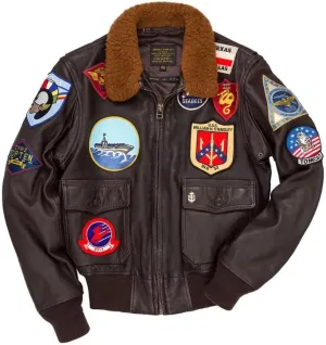 Cockpit Pilot RAF Aviator WWII G1 Military Real Top Cowhide Gun Bomber Jacket with Embroidered Patches