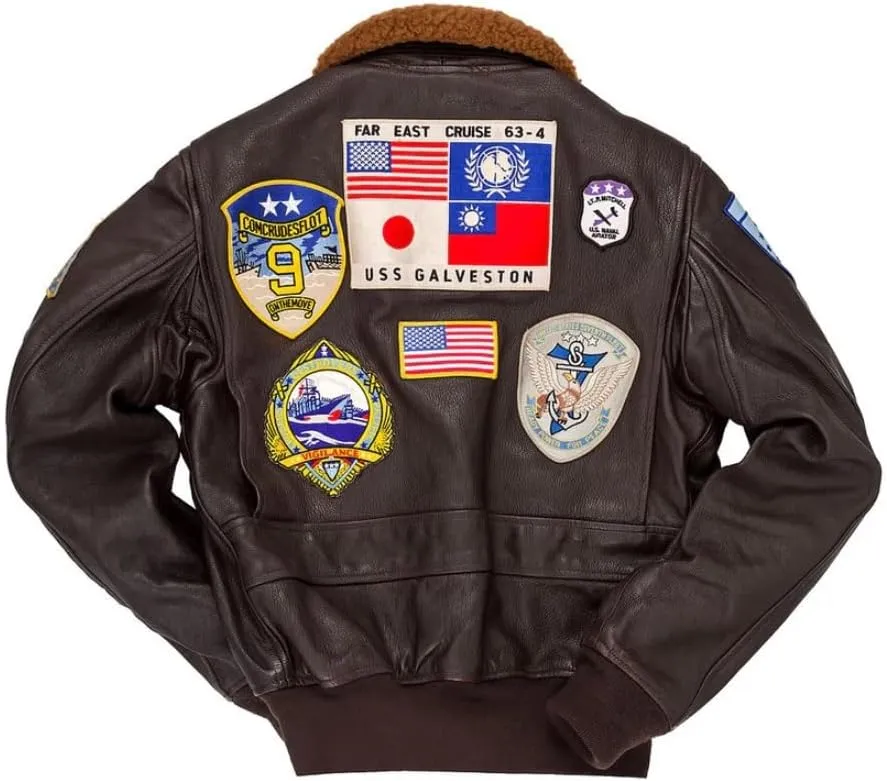Cockpit Pilot RAF Aviator WWII G1 Military Real Top Cowhide Gun Bomber Jacket with Embroidered Patches