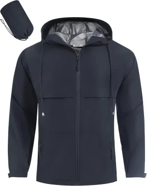 COOFANDY Men's Rain Jacket Waterproof with Hood Packable Rain Coat Lightweight Windbreaker for Hiking Golf Outdoor