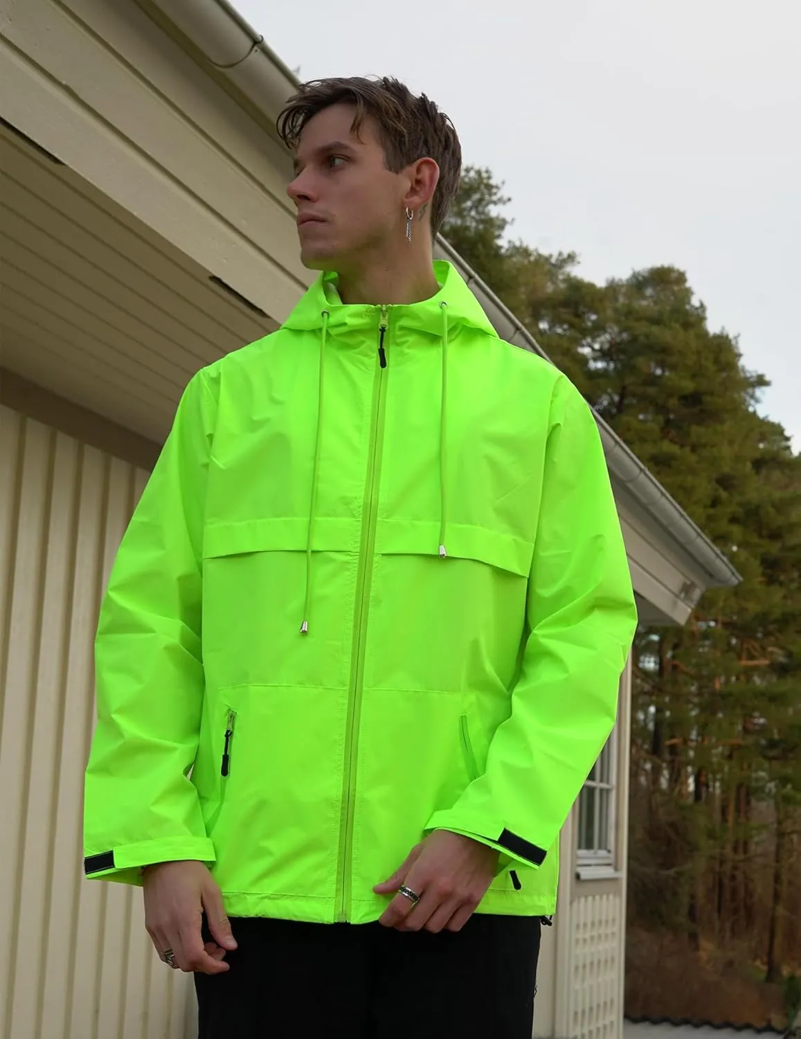 COOFANDY Men's Rain Jacket Waterproof with Hood Packable Rain Coat Lightweight Windbreaker for Hiking Golf Outdoor