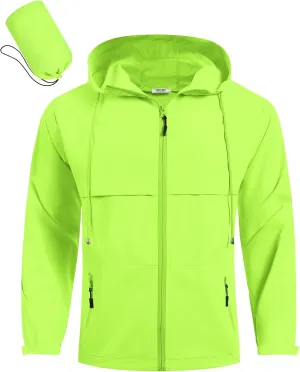 COOFANDY Men's Rain Jacket Waterproof with Hood Packable Rain Coat Lightweight Windbreaker for Hiking Golf Outdoor
