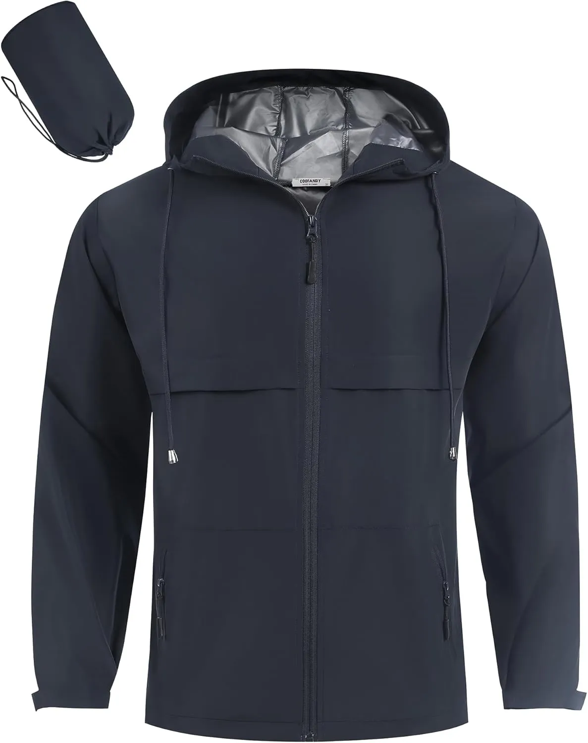 COOFANDY Men's Rain Jacket Waterproof with Hood Packable Rain Coat Lightweight Windbreaker for Hiking Golf Outdoor