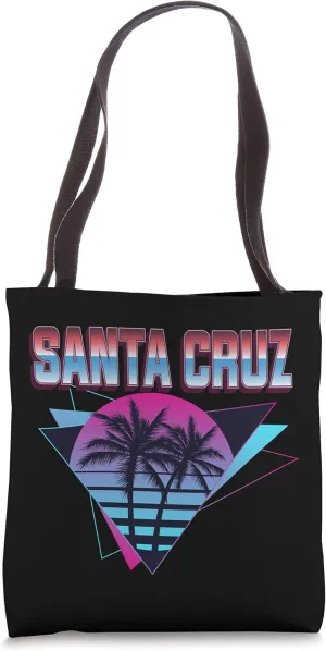 Cool Retro 70s 80s California Palm Trees Sunset Santa Cruz Tote Bag