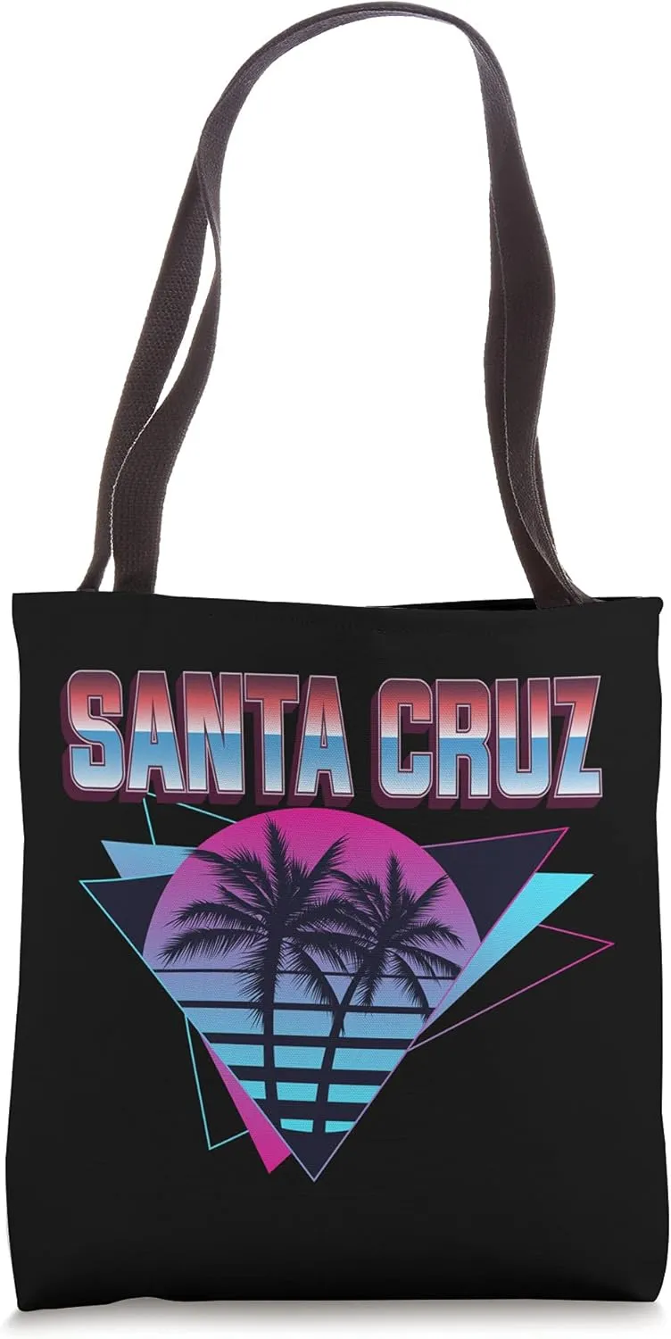 Cool Retro 70s 80s California Palm Trees Sunset Santa Cruz Tote Bag