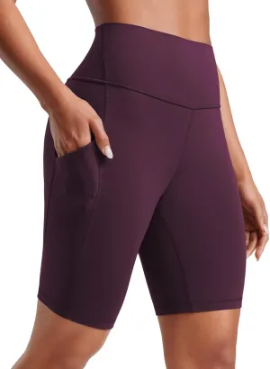 CRZ YOGA Women's Butterluxe Biker Shorts 8 Inches - High Waisted Side Pockets Workout Yoga Volleyball Buttery Soft