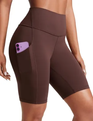 CRZ YOGA Women's Butterluxe Biker Shorts 8 Inches - High Waisted Side Pockets Workout Yoga Volleyball Buttery Soft
