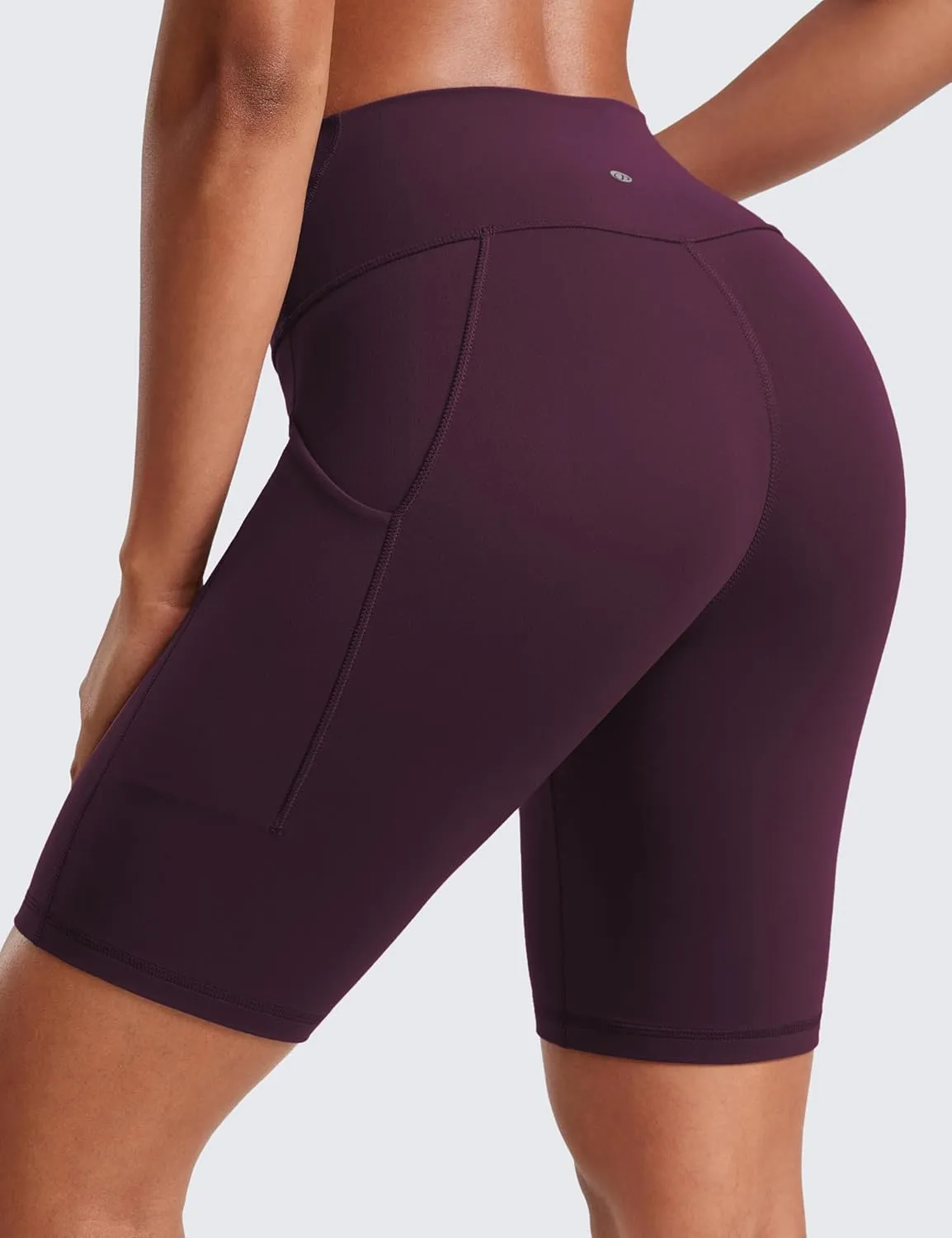 CRZ YOGA Women's Butterluxe Biker Shorts 8 Inches - High Waisted Side Pockets Workout Yoga Volleyball Buttery Soft