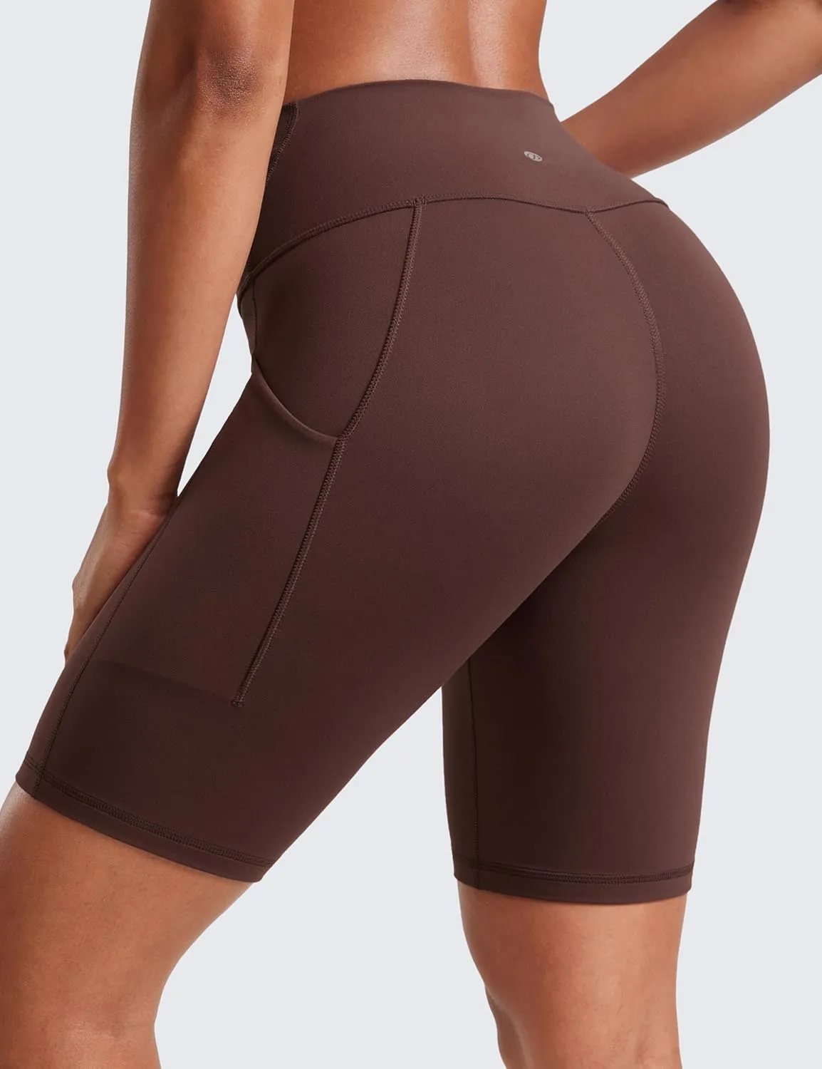 CRZ YOGA Women's Butterluxe Biker Shorts 8 Inches - High Waisted Side Pockets Workout Yoga Volleyball Buttery Soft