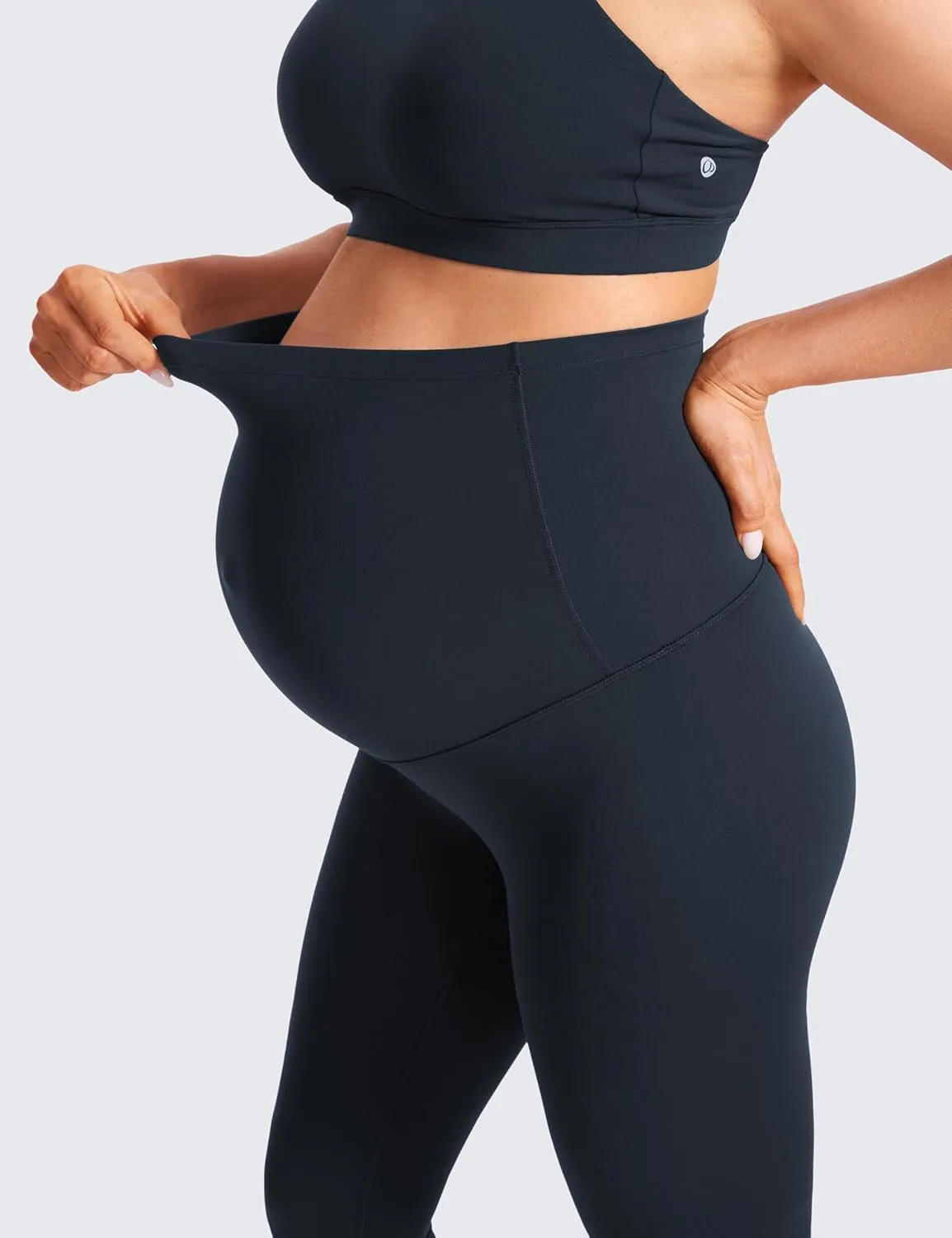 CRZ YOGA Womens Butterluxe Maternity Capris Leggings 23" - Workout Active Yoga Crop Pants Over The Belly Pregnancy Soft