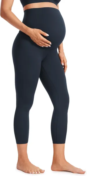 CRZ YOGA Womens Butterluxe Maternity Capris Leggings 23" - Workout Active Yoga Crop Pants Over The Belly Pregnancy Soft