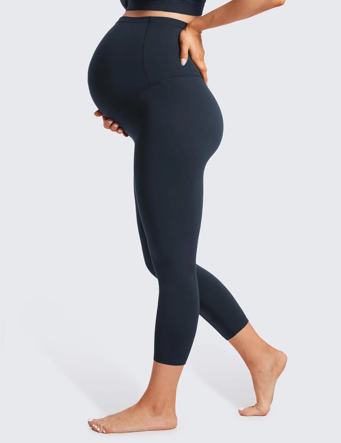 CRZ YOGA Womens Butterluxe Maternity Capris Leggings 23" - Workout Active Yoga Crop Pants Over The Belly Pregnancy Soft