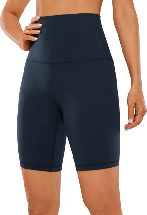 CRZ YOGA Women's Butterluxe Super High Waisted Biker Shorts 8 Inches - Over Belly Lounge Workout Yoga